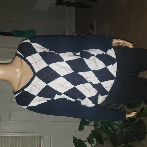 Tommy Hilfiger Sweaters - Tommy Hilfiger 1x argyle plaid sweater navy blue